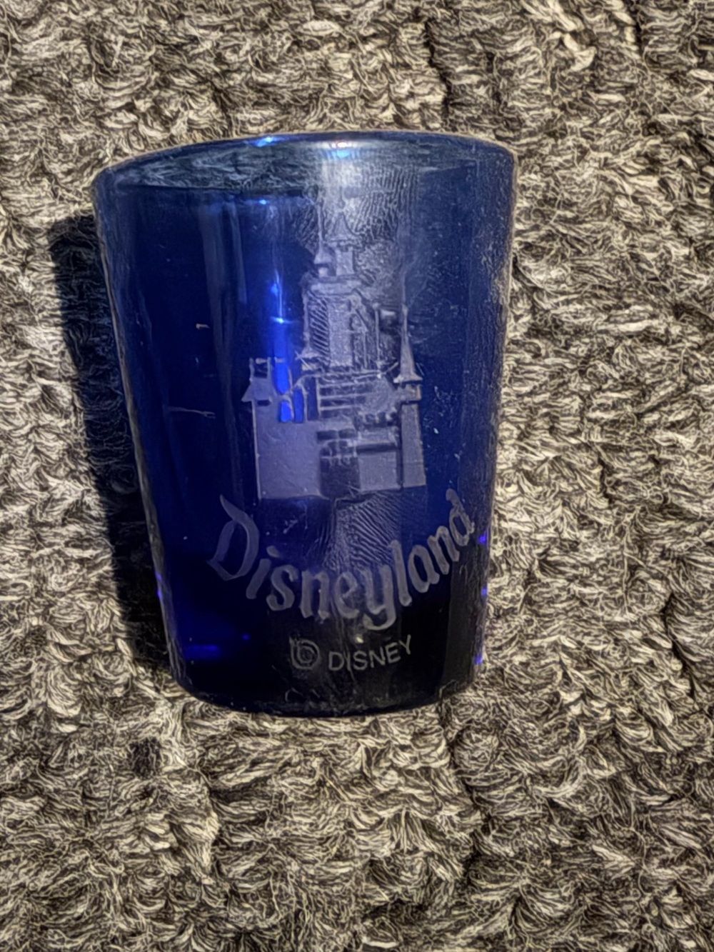 Disneyland etched blue shot glass